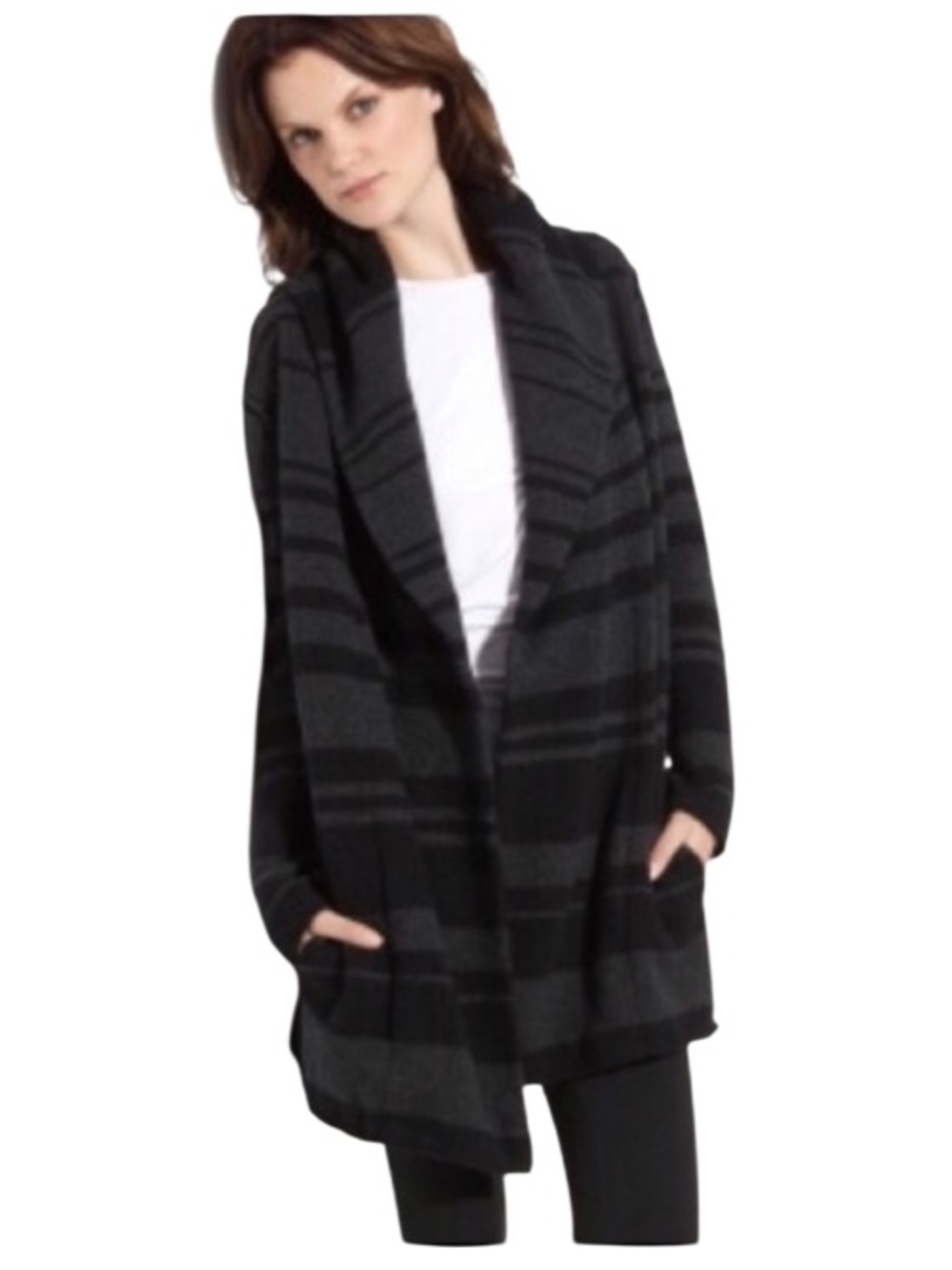 Vince Yak Wool Blend Sophie Striped Blend Cardigan